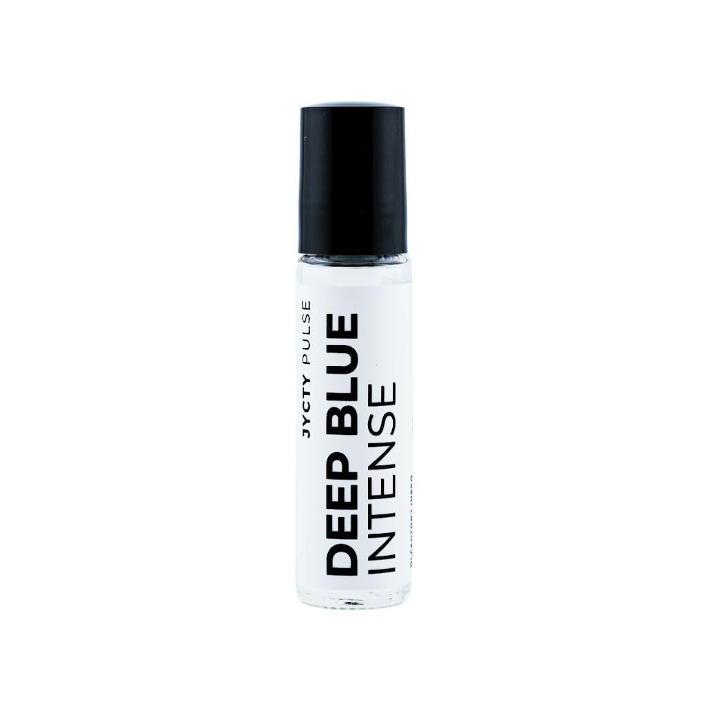Bottle of Deep Blue Intense on a white background