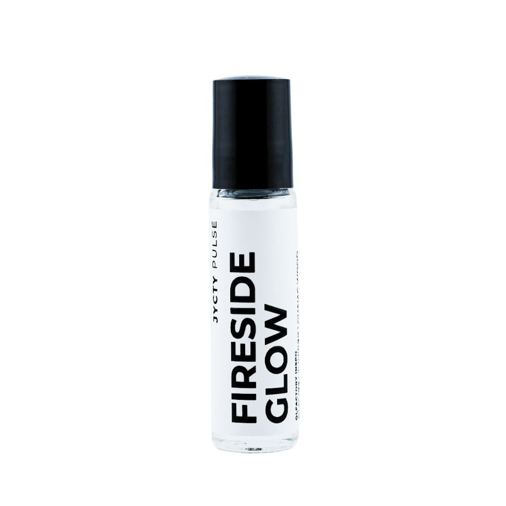 Roll-on bottle labeled 'Fireside Glow' on a white background