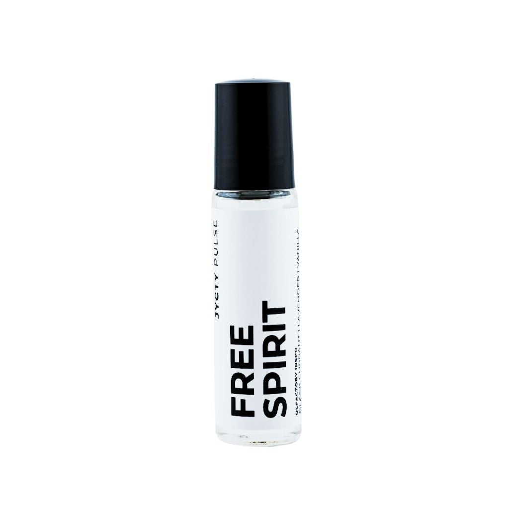 Perfume bottle labeled 'Free Spirit' on a white background