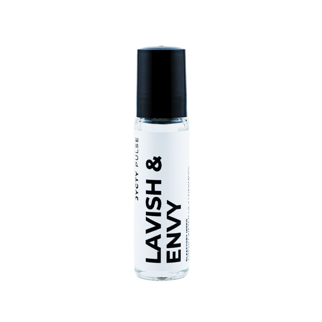 Roll-on bottle labeled 'Lavish & Envy' on a white background
